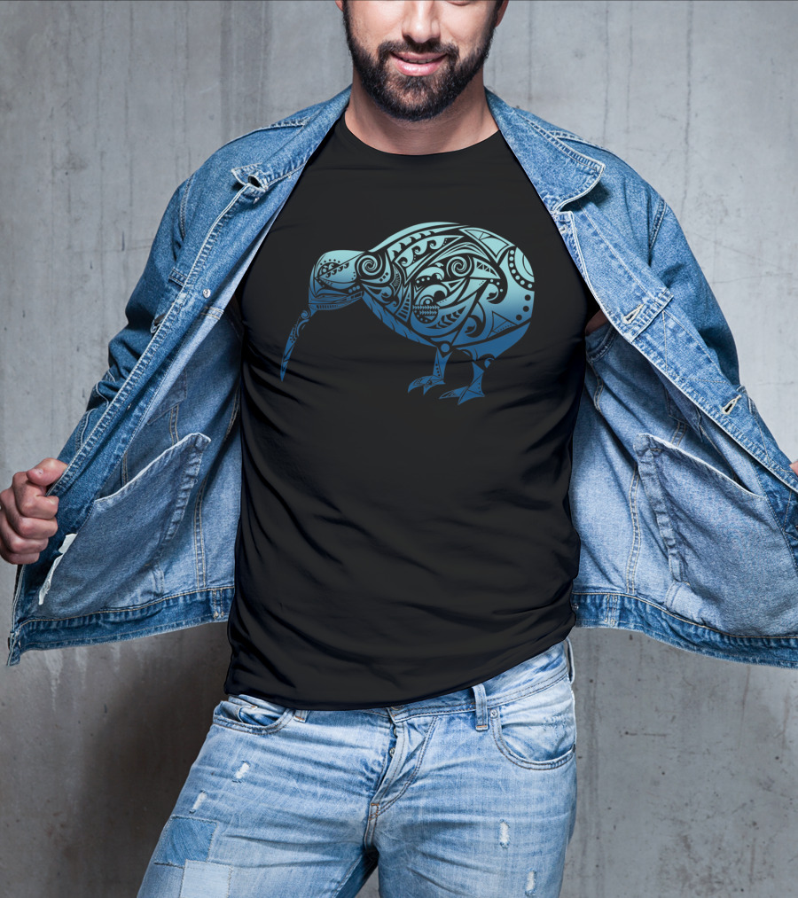 Polynesia Maori Kiwi Bird Ocean Blue T-Shirt