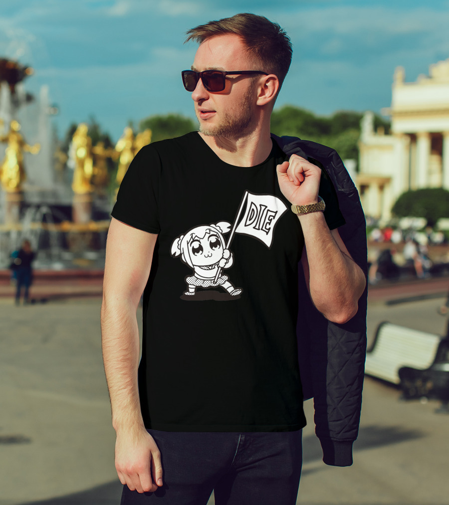 Pop Team Epic Popuko Holding Die Banner T-Shirt