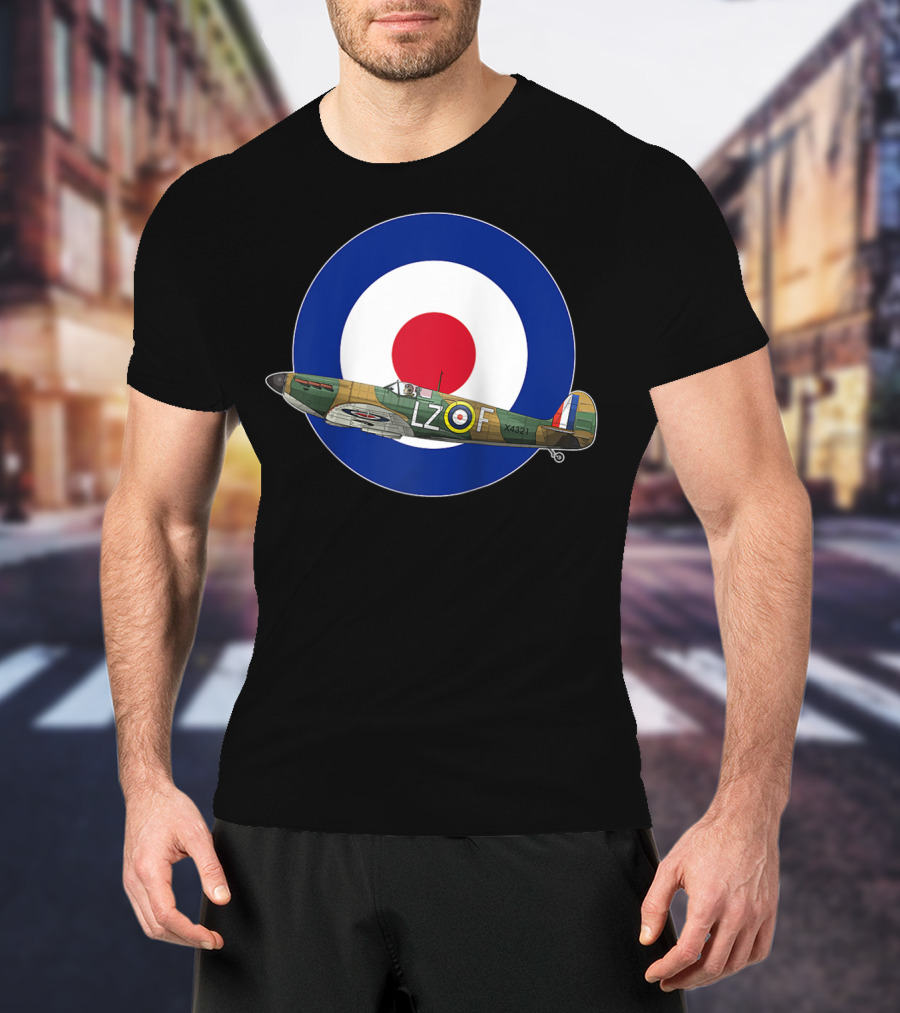 RAF Spitfire LZ-F Battle Of Britain Military WW2 Roundel T-Shirt