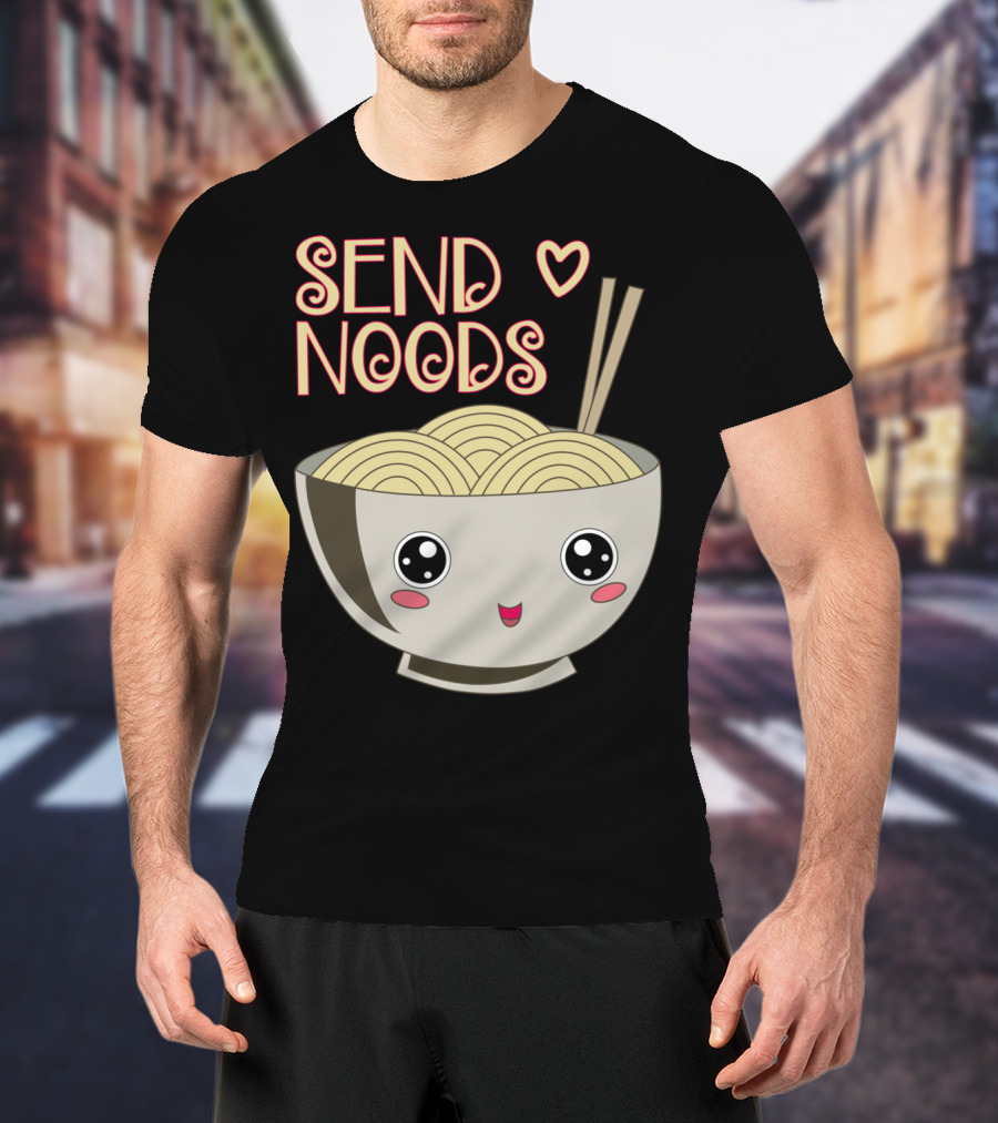 Send Noods Kawaii Ramen Bowl With Chopsticks And Heart T-Shirt