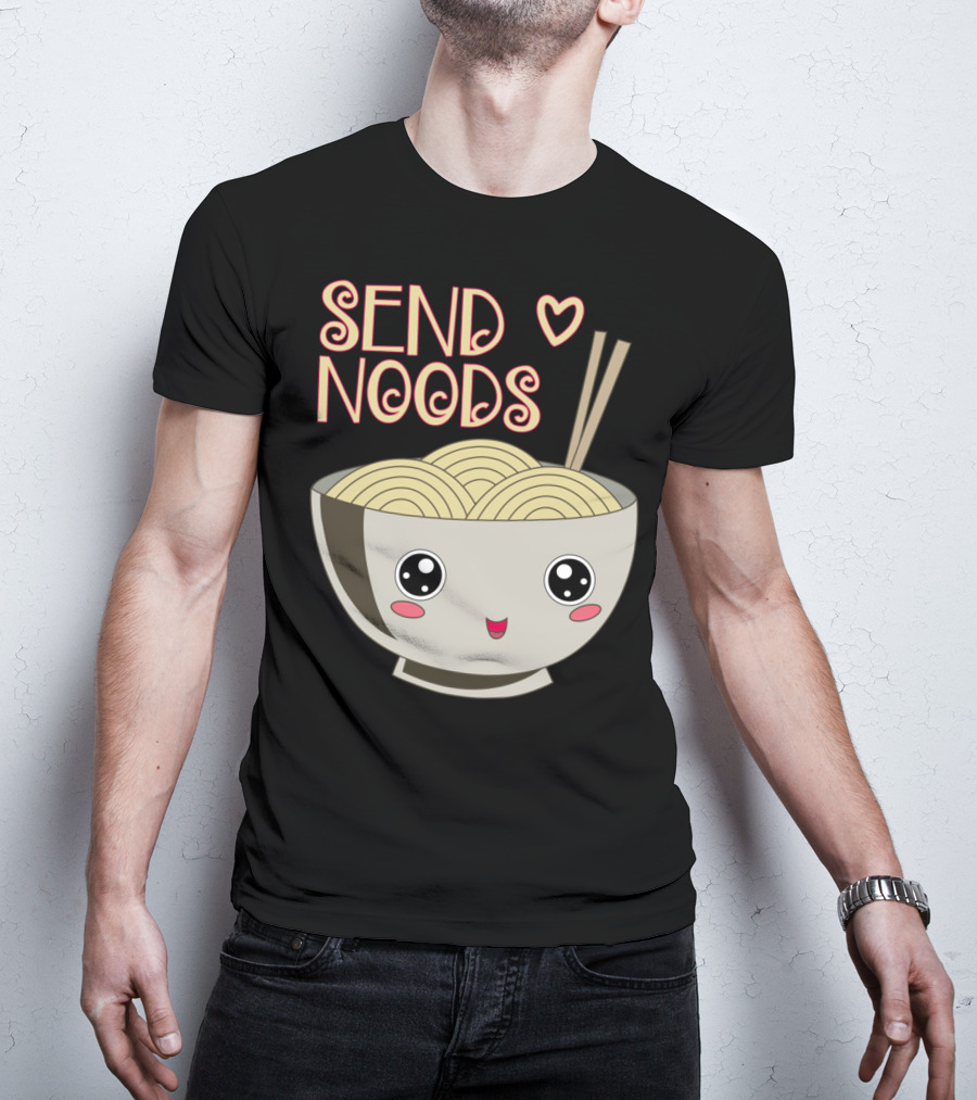 Send Noods Kawaii Ramen Bowl With Chopsticks And Heart T-Shirt