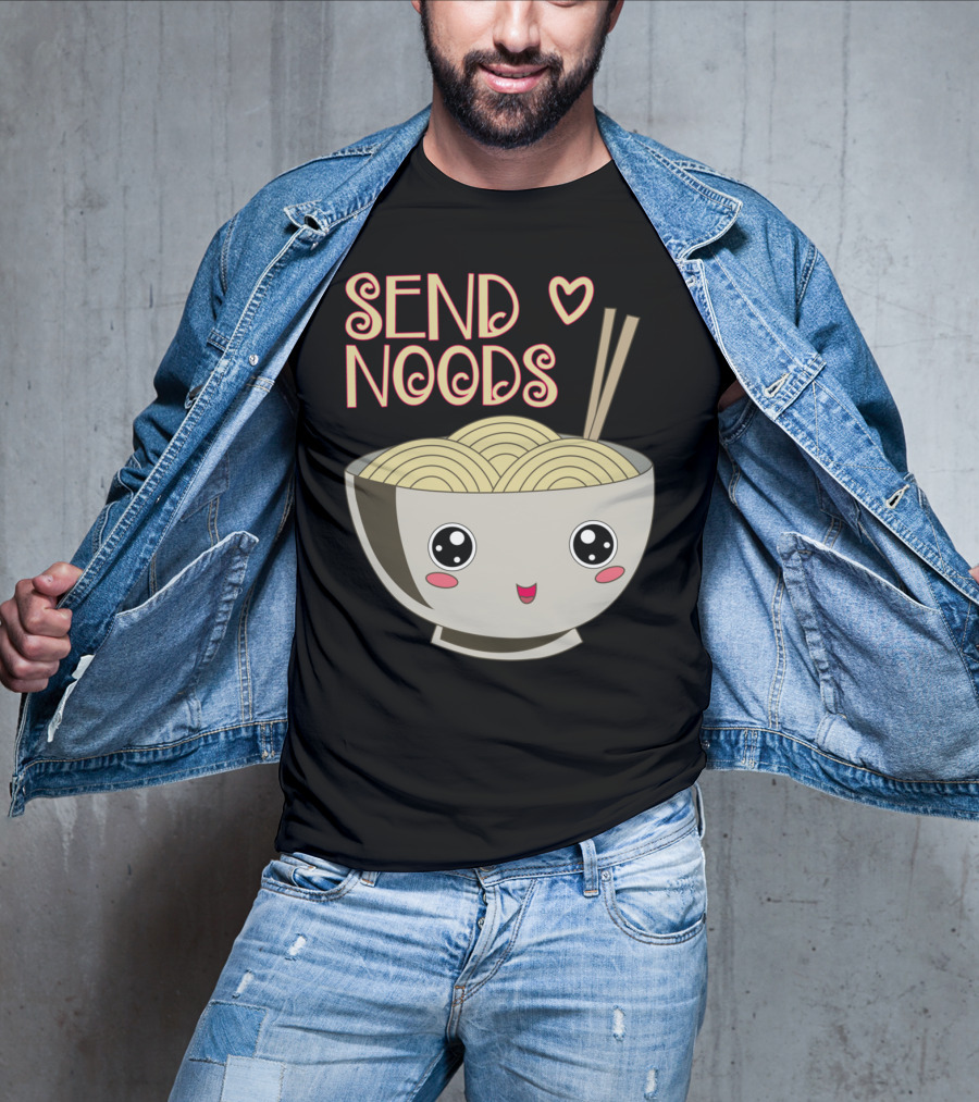 Send Noods Kawaii Ramen Bowl With Chopsticks And Heart T-Shirt