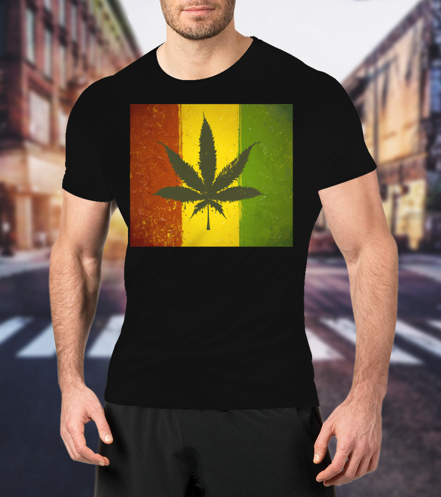 Rasta Jamaican Marijuana Leaf Legalized Pot Flag T-Shirt
