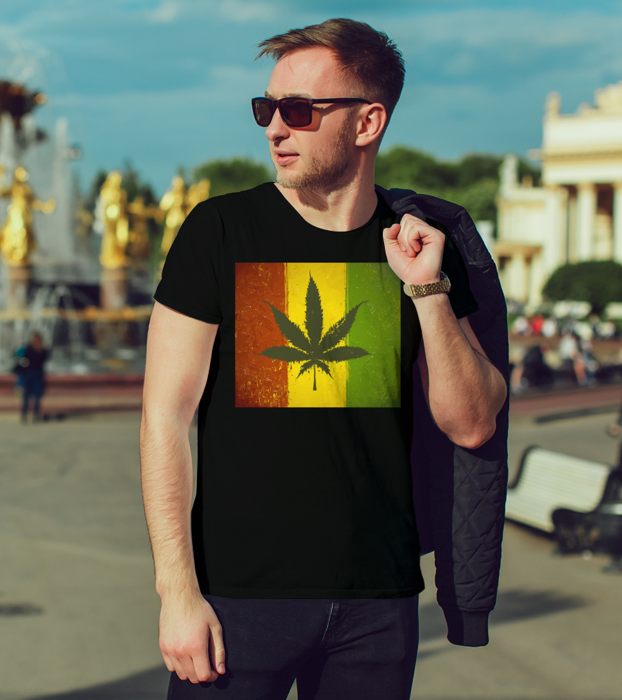 Rasta Jamaican Marijuana Leaf Legalized Pot Flag T-Shirt