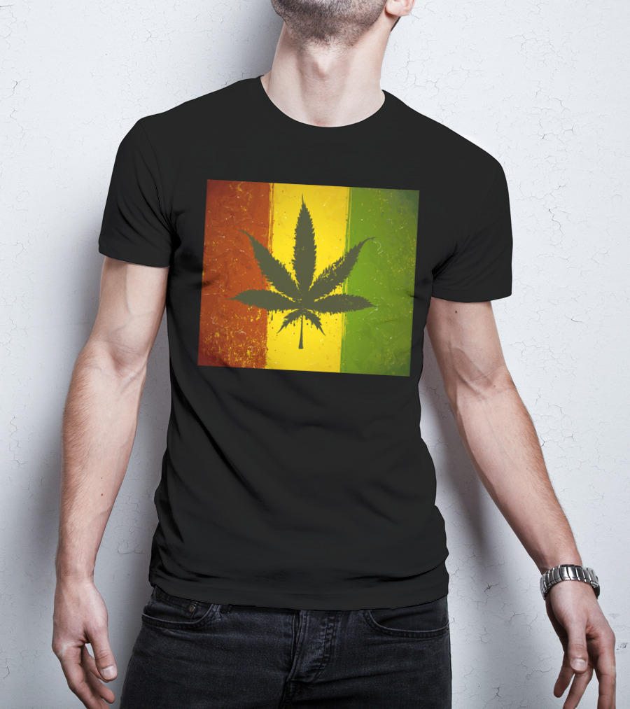 Rasta Jamaican Marijuana Leaf Legalized Pot Flag T-Shirt