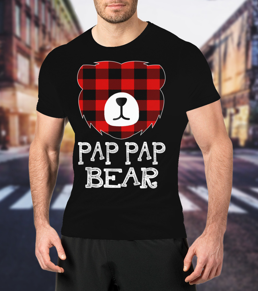 Pap Pap Bear Red Plaid Buffalo T-Shirt