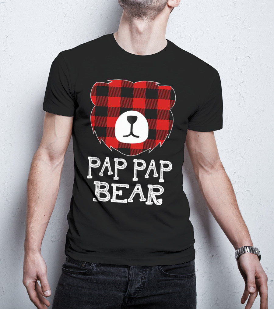 Pap Pap Bear Red Plaid Buffalo T-Shirt
