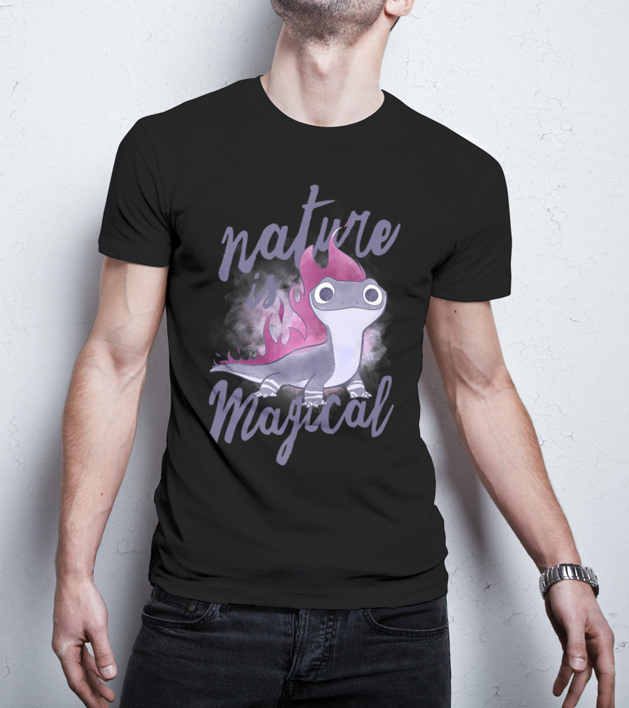 Disney Frozen 2 Salamander Character With Nature Is Magical Text T-Shirt
