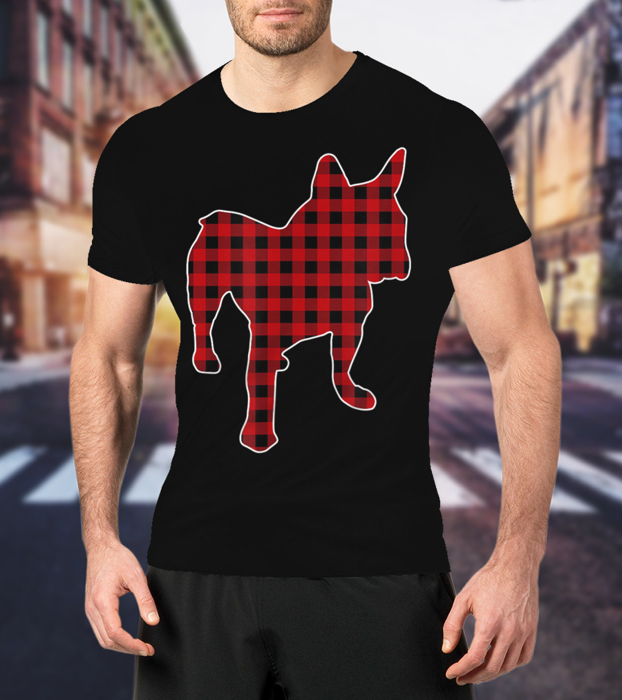 French Bulldog Red Buffalo Plaid Christmas T-Shirt