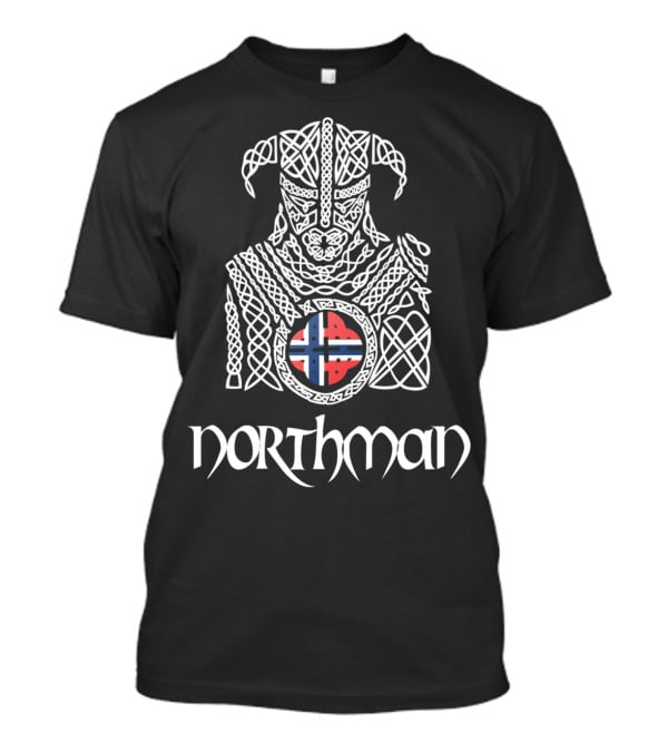 Nordic Norway Viking Northman With Norwegian Flag T-Shirt