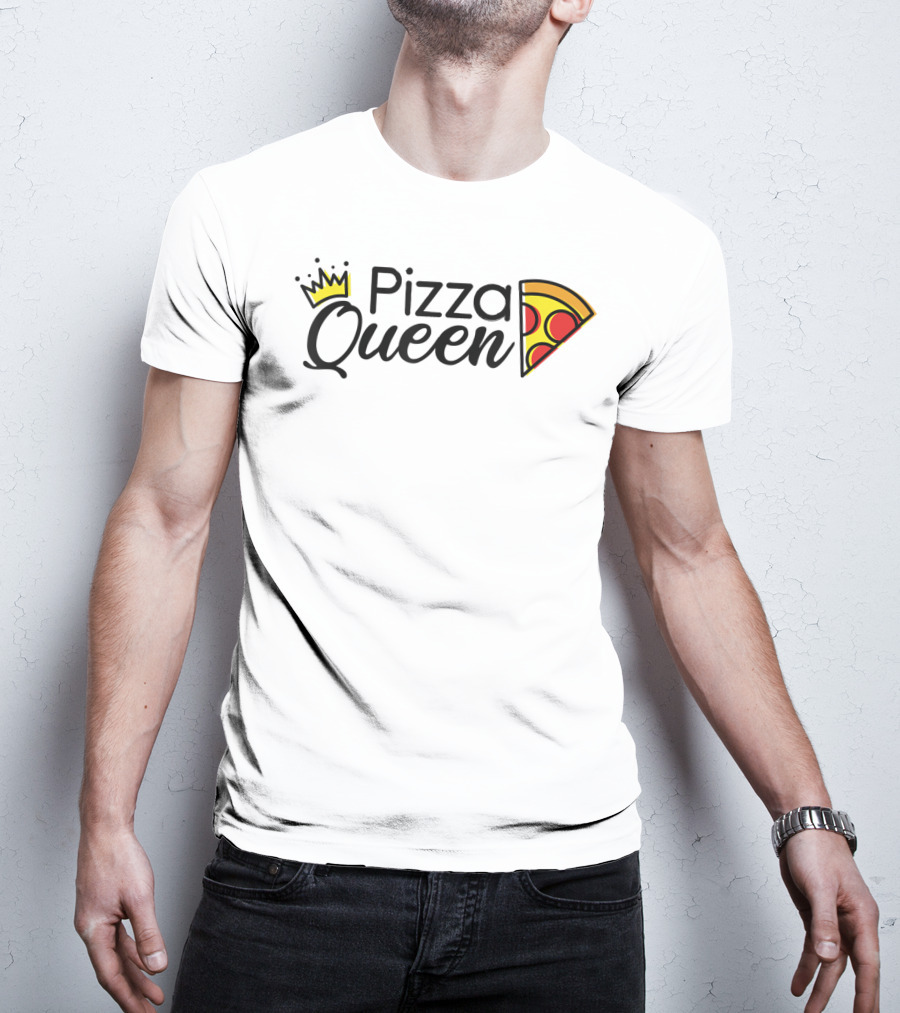 Pizza Queen Girls Women Female Pizza Slice Crown T-Shirt
