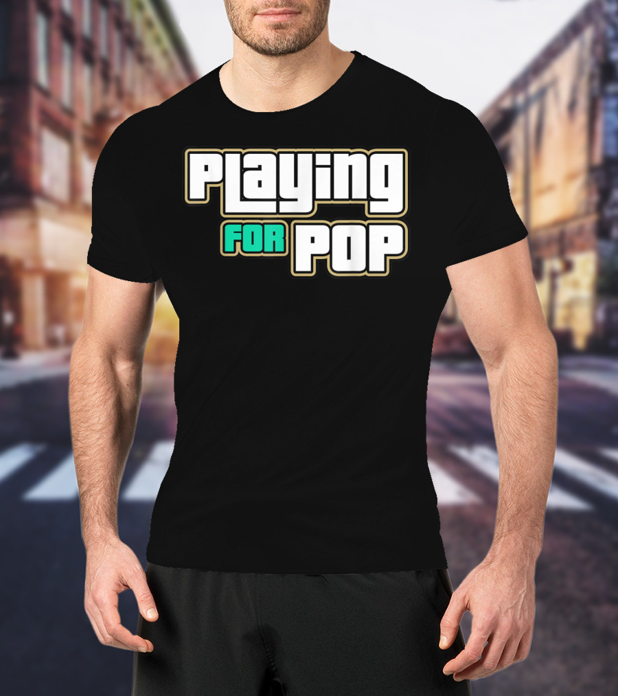 Playing For Pop Grand Theft Auto Font T-Shirt