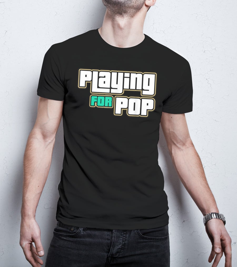 Playing For Pop Grand Theft Auto Font T-Shirt