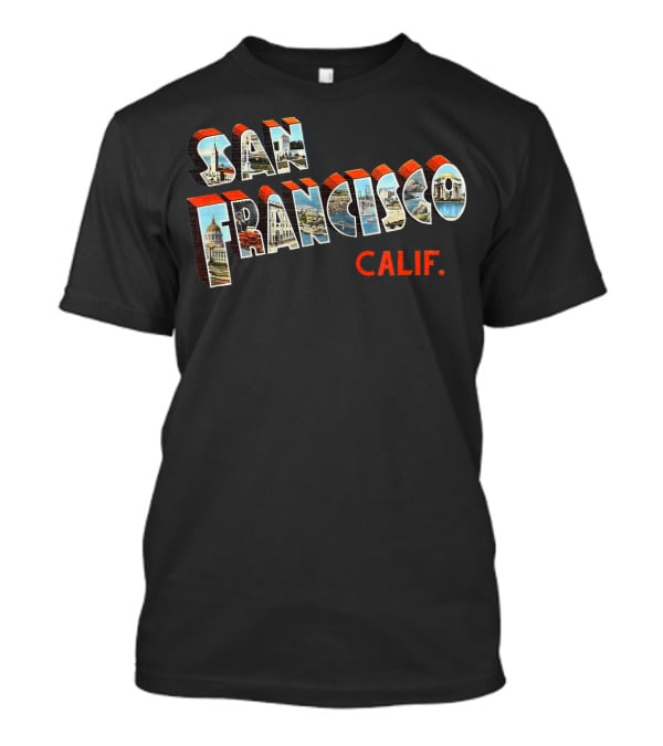 San Francisco California Calif. Iconic Landmarks 3D Typeface T-Shirt