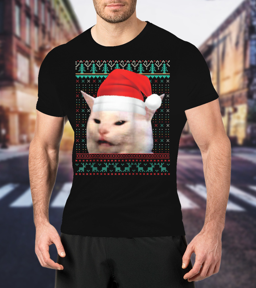 Santa Cat Ugly Christmas Merry T-Shirt