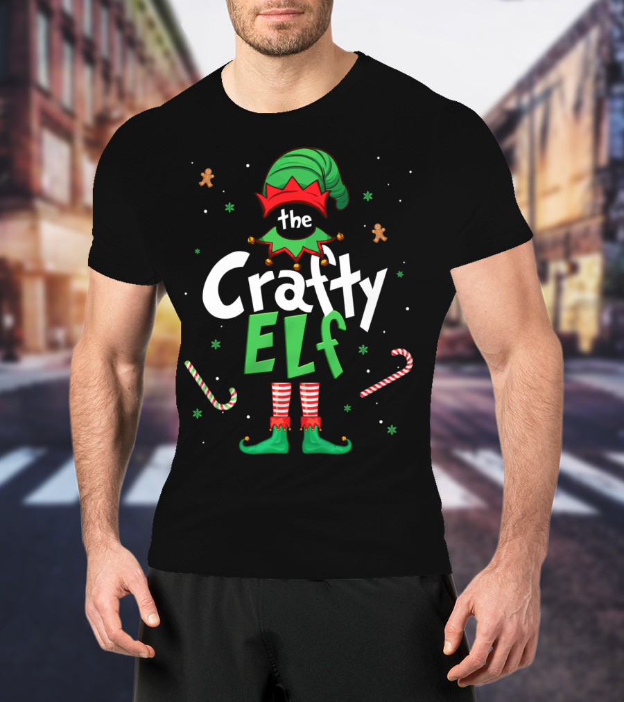 The Crafty Elf Christmas Xmas Family Candy Cane Gingerbread T-Shirt