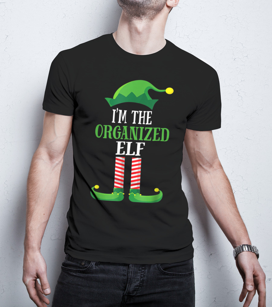 I'm The Organized Elf Festive Hat And Striped Socks Family Group T-Shirt