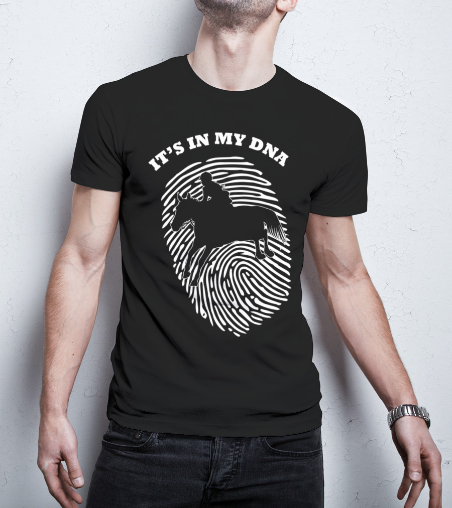It's In My DNA Equestrian Horse Racer Fingerprint T-Shirt