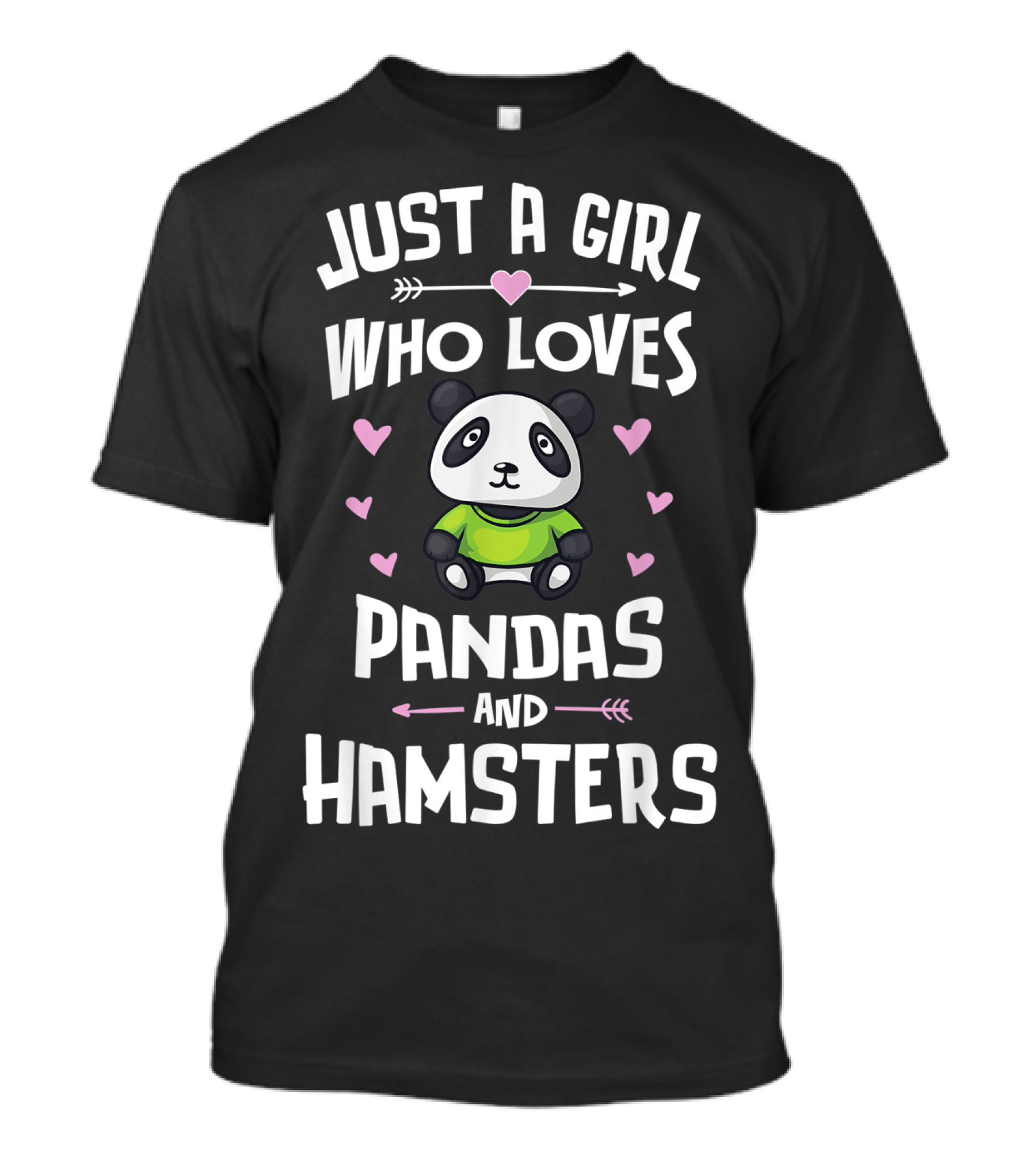 Just A Girl Who Loves Pandas And Hamsters Hearts Arrow T-Shirt