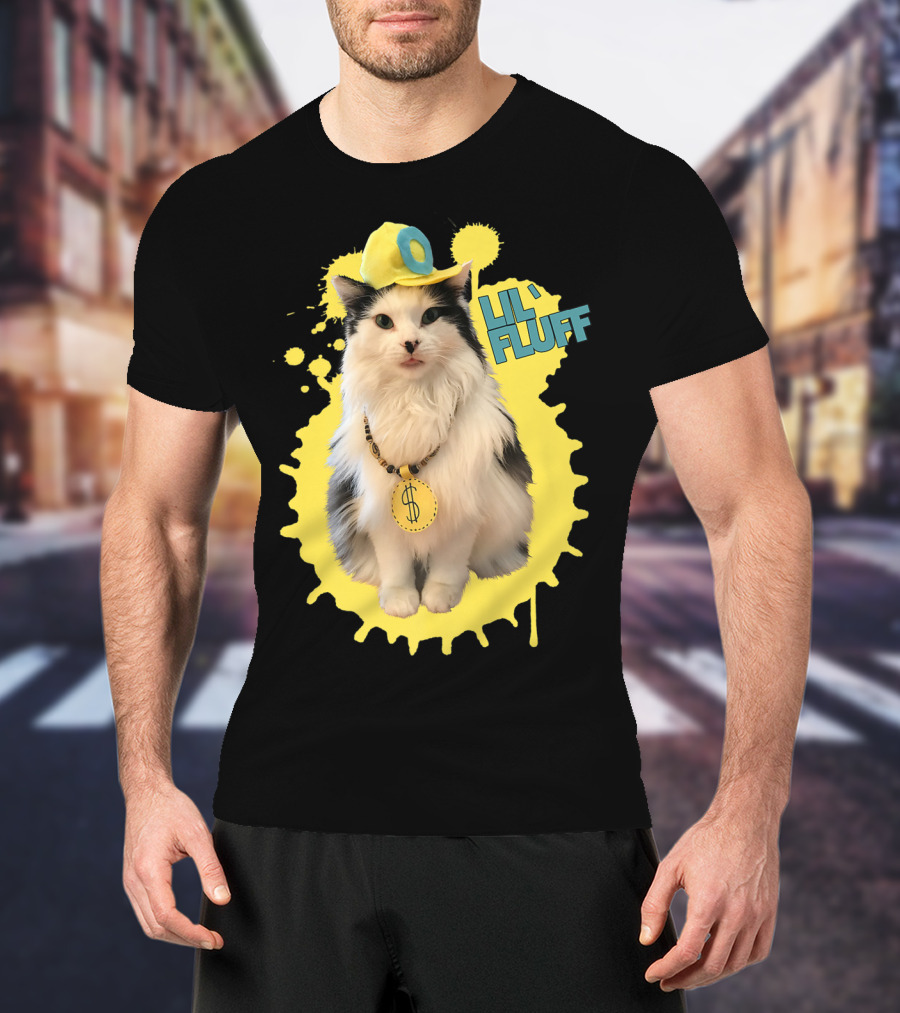 Lil' Fluff Cool Cat With Dollar Sign Necklace And Cap T-Shirt
