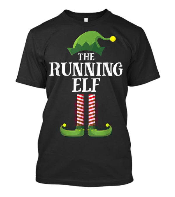 The Running Elf Matching Family Group Christmas Pajamas T-Shirt