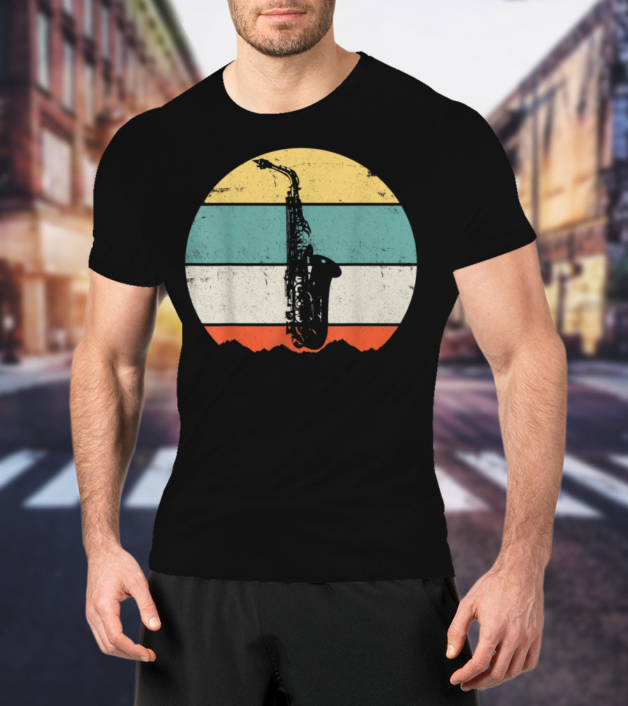 Retro Sunset Saxophone T-Shirt