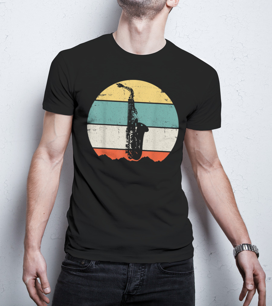 Retro Sunset Saxophone T-Shirt