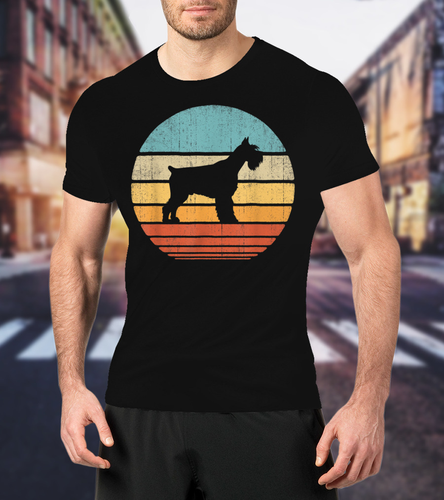 Schnauzer Retro 60S 70S Sunset Stripes T-Shirt