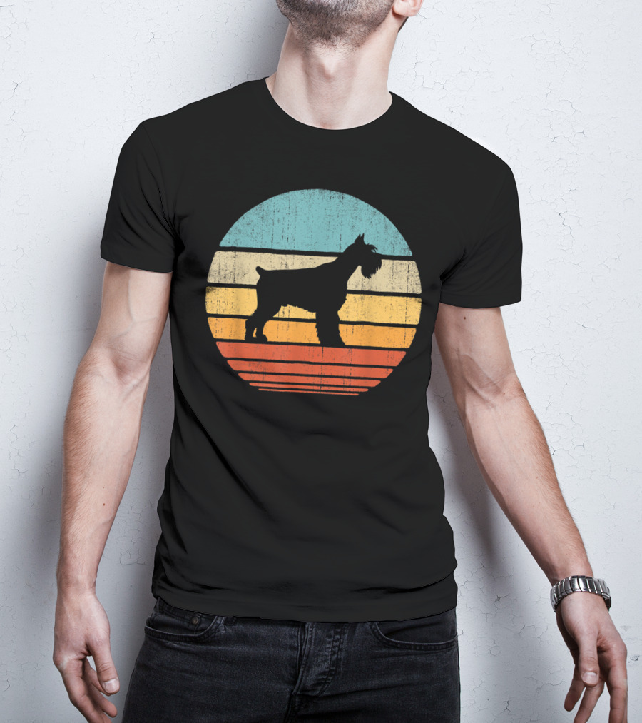 Schnauzer Retro 60S 70S Sunset Stripes T-Shirt
