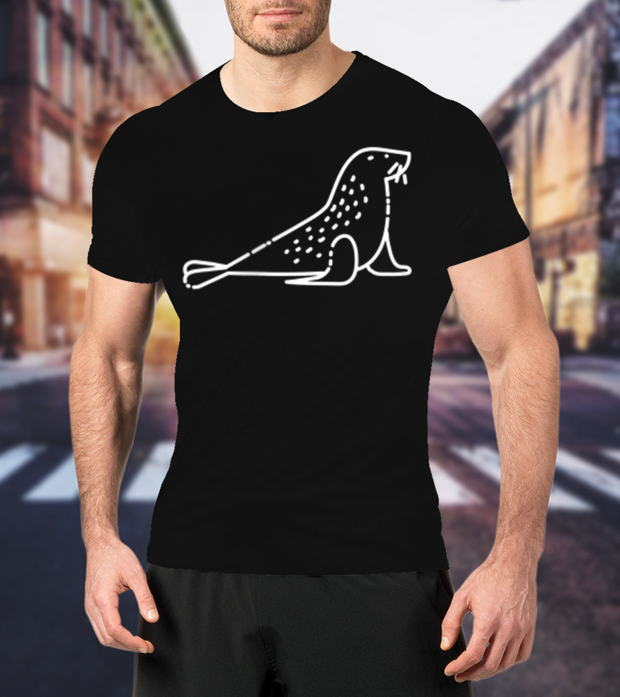 Sea Lion Outline Badge Patch Line Art Animal T-Shirt