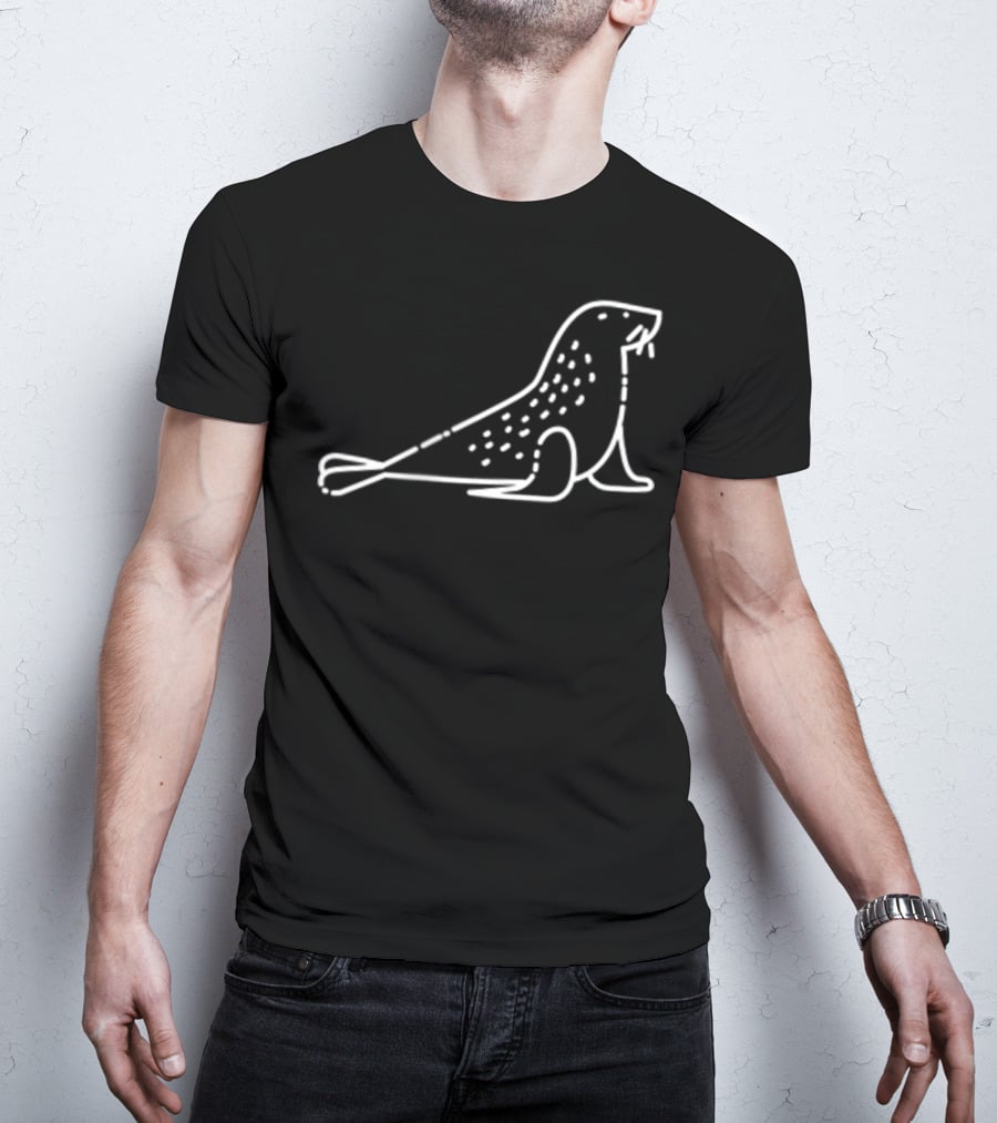 Sea Lion Outline Badge Patch Line Art Animal T-Shirt
