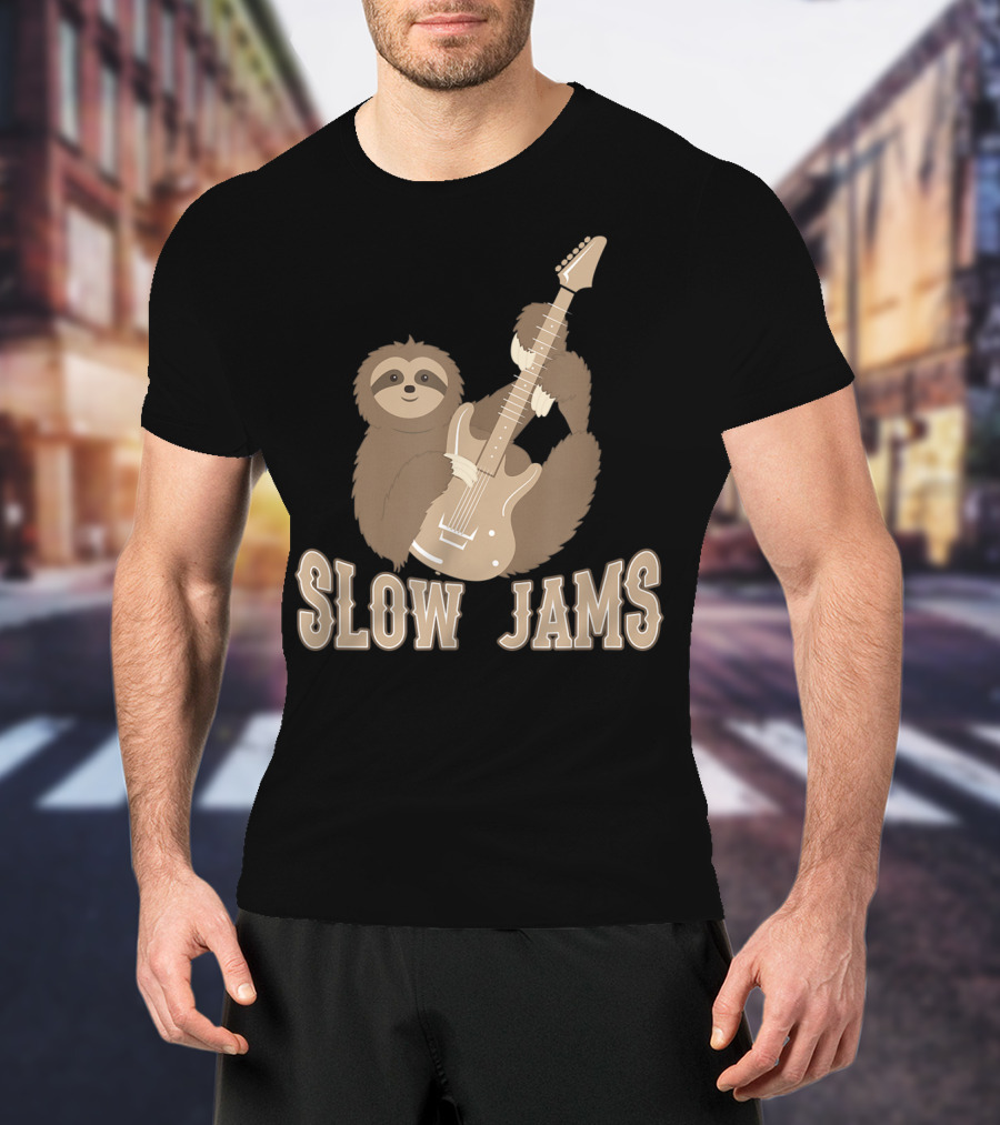 Slow Jams Sloth Fun Bass Guitar Chilled T-Shirt