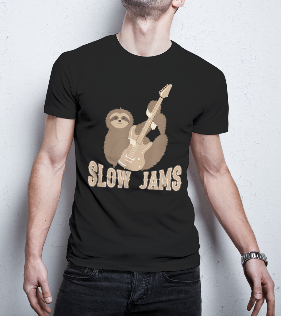 Slow Jams Sloth Fun Bass Guitar Chilled T-Shirt