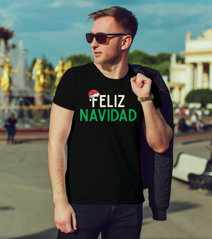 Feliz Navidad Santa Hat Spanish Christmas Fun T-Shirt