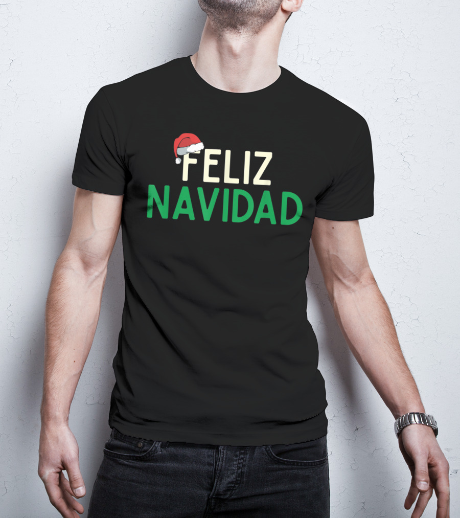 Feliz Navidad Santa Hat Spanish Christmas Fun T-Shirt