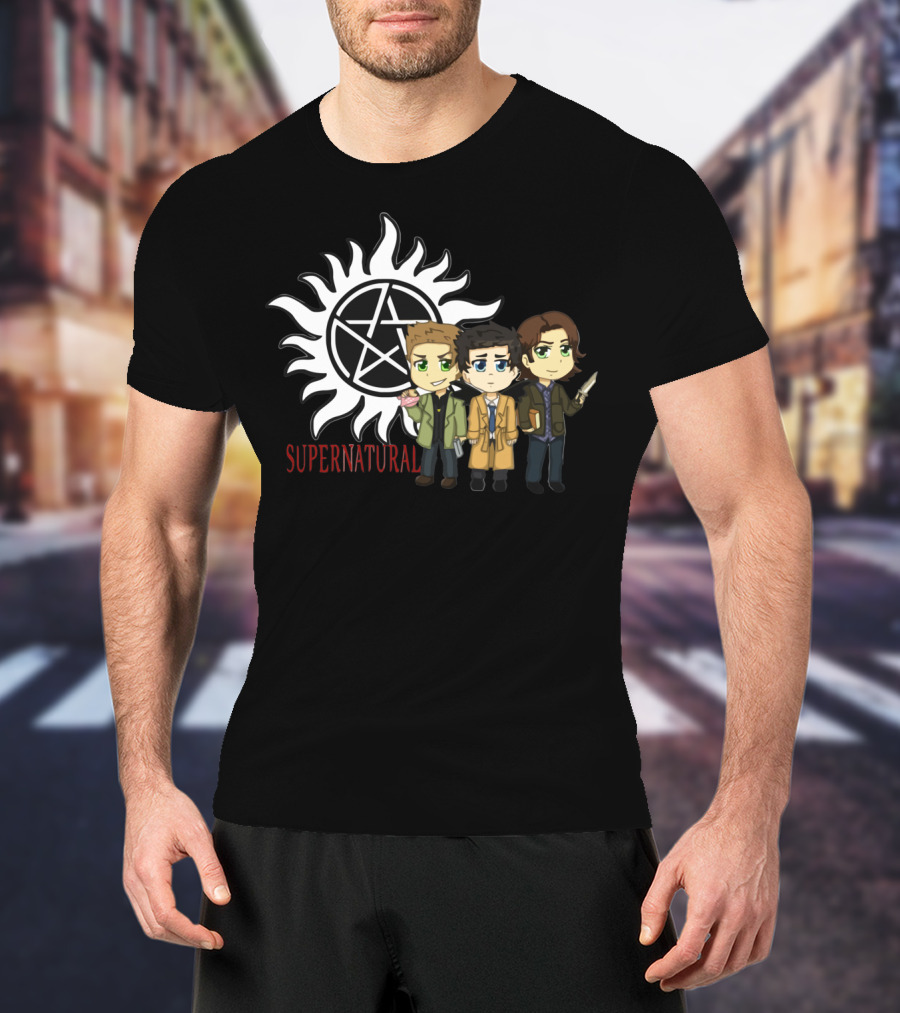 Supernatural Anti-Possession Symbol With Chibi Characters T-Shirt