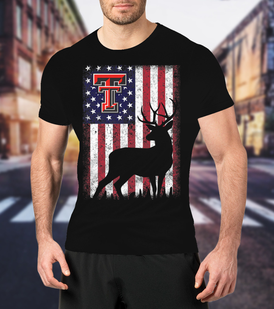 Texas Tech Red Raiders American Flag Deer T-Shirt