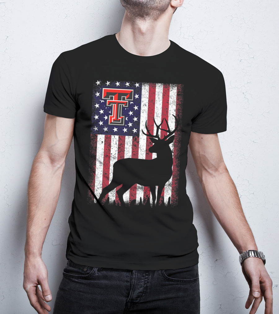 Texas Tech Red Raiders American Flag Deer T-Shirt