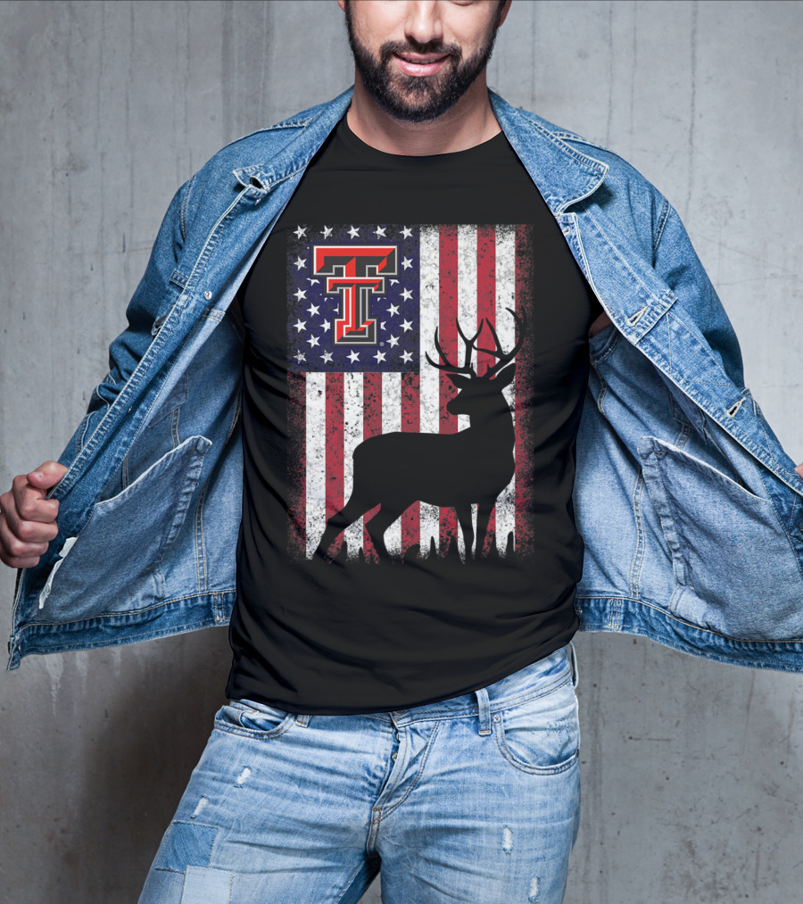Texas Tech Red Raiders American Flag Deer T-Shirt