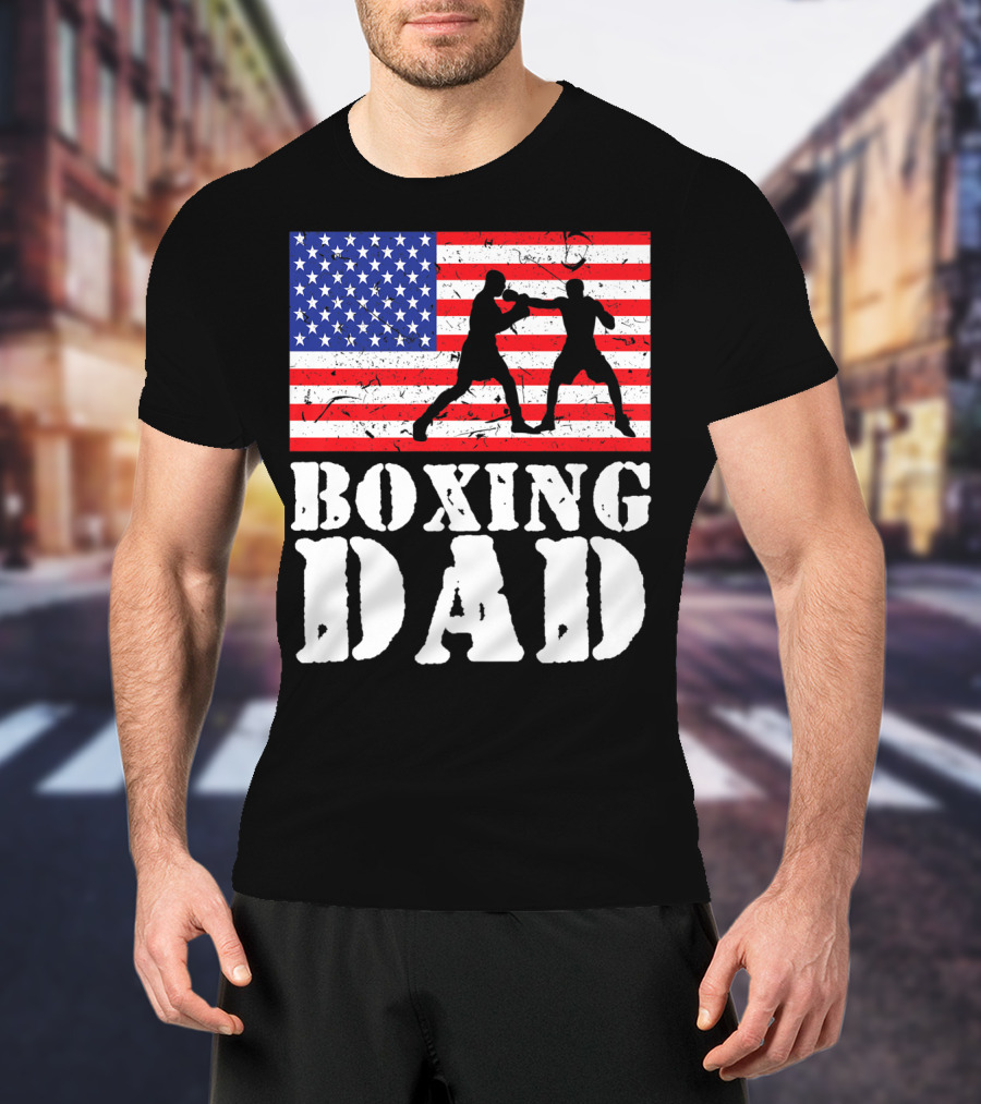 American Flag Boxing Dad T-Shirt
