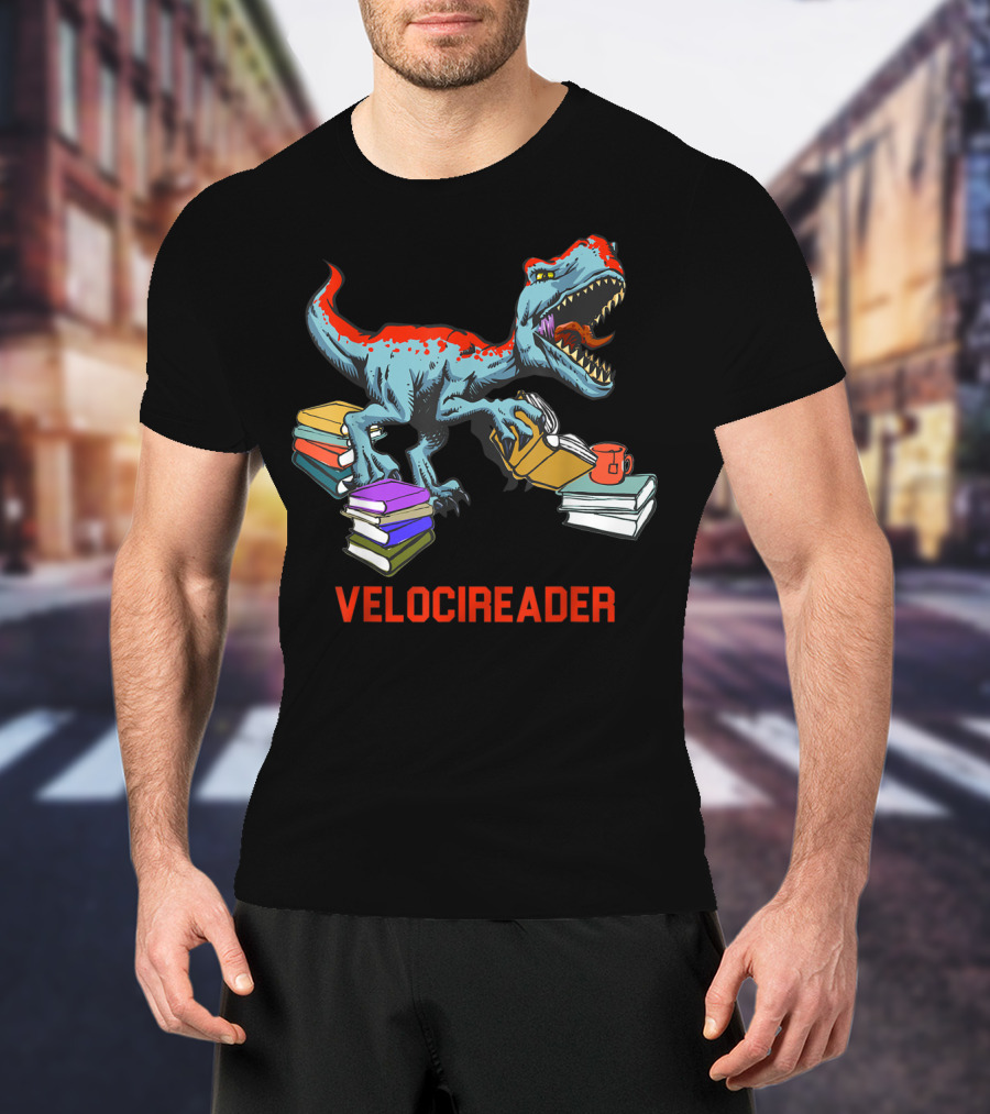 Velocireader Velociraptor Surrounded By Books And Coffee Mug T-Shirt