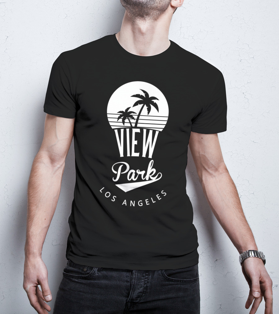 View Park Los Angeles Palm Trees Retro Sunset T-Shirt
