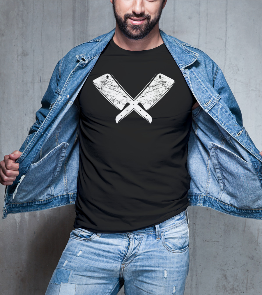 Vintage Butcher Knife Meat Cook Crossed Cleavers T-Shirt