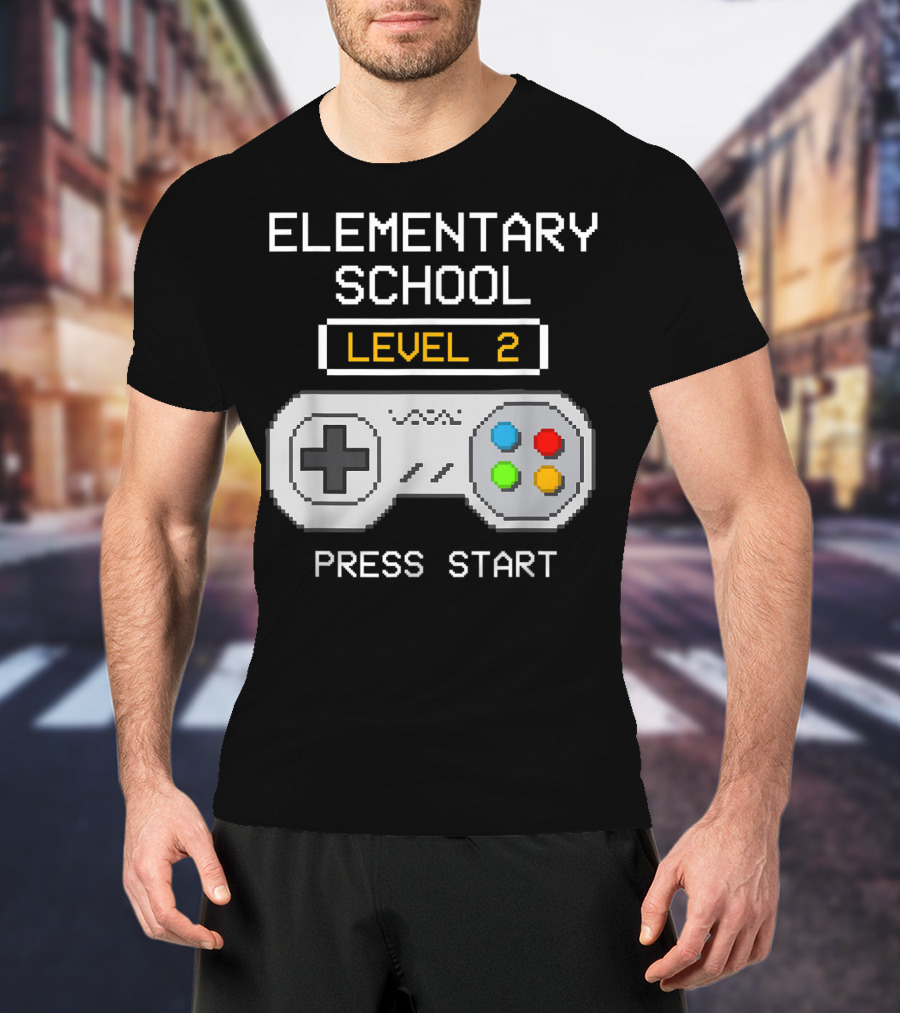 Elementary School Level 2 Press Start Gamer Back To School Game T-Shirt