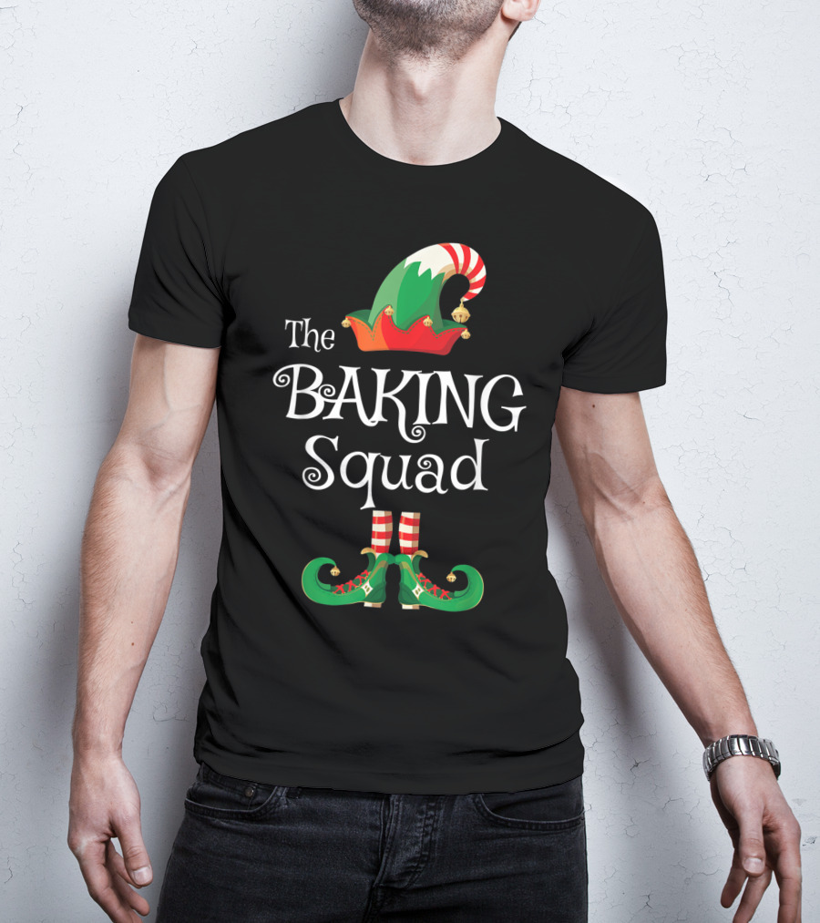 The Baking Squad Funny Elf Hat And Shoes Family Holiday T-Shirt