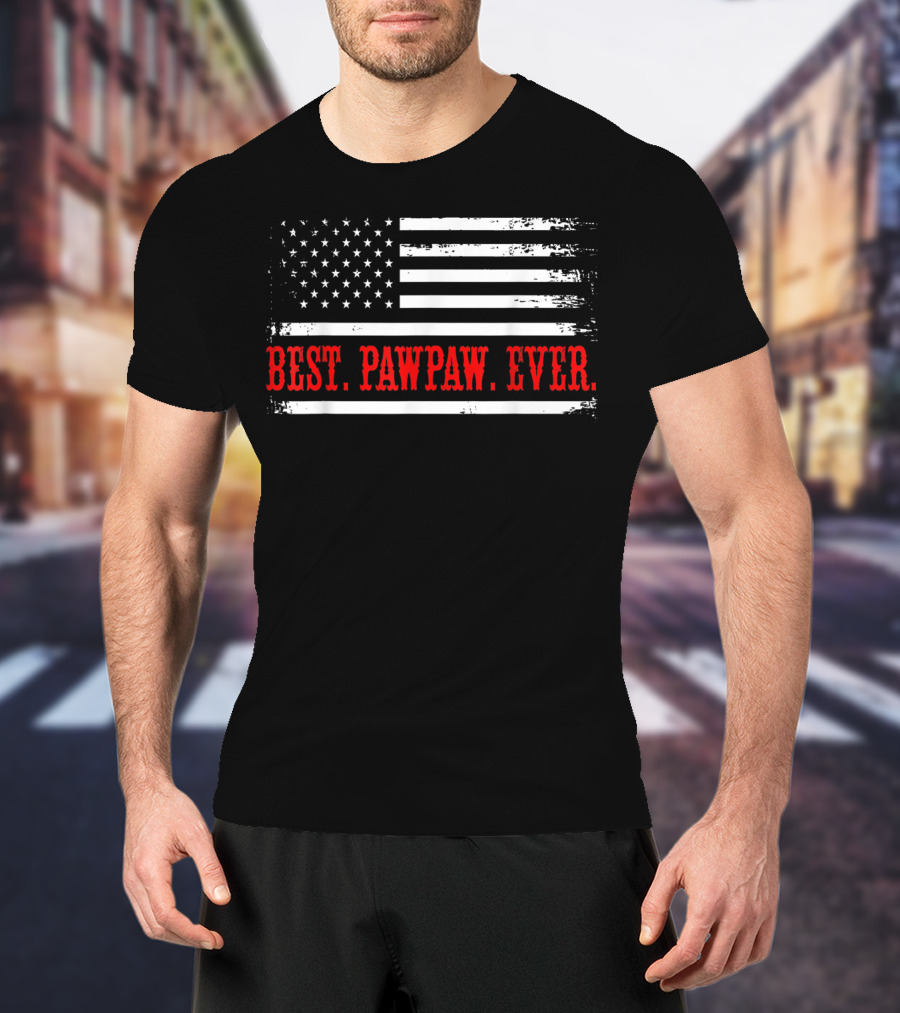 Best Pawpaw Ever American Flag Vintage USA Stripes T-Shirt