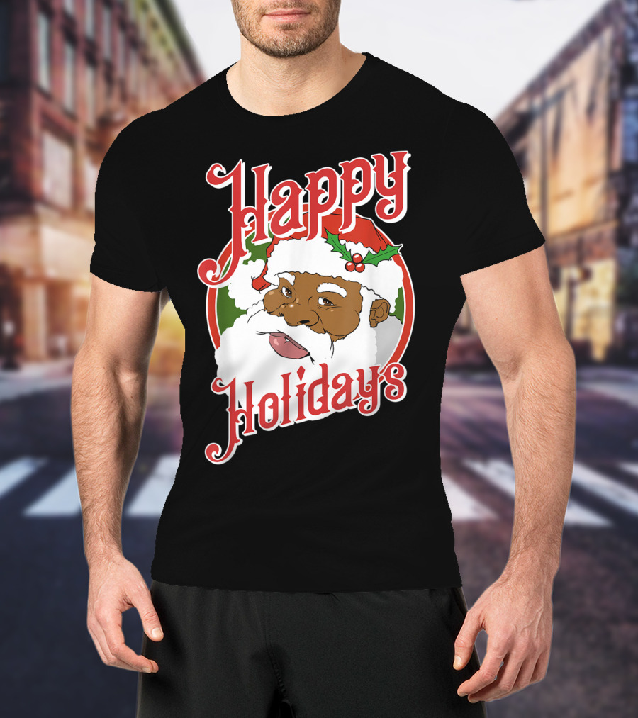 Happy Holidays African American Santa Claus T-Shirt