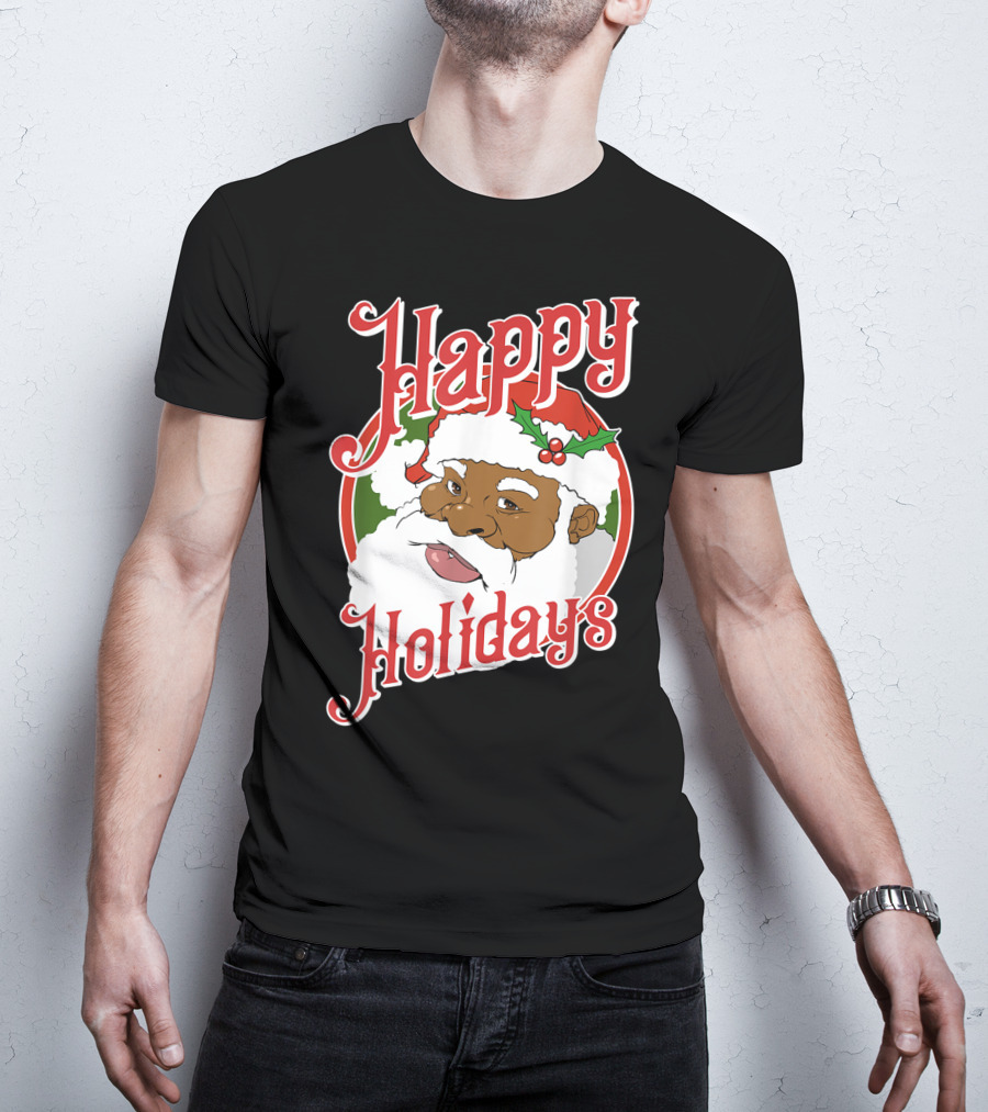 Happy Holidays African American Santa Claus T-Shirt