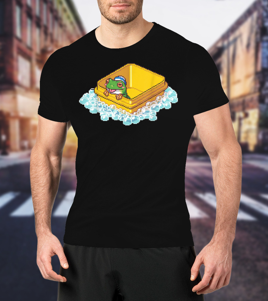 Frog Bath Bubbles Retro Pixel T-Shirt
