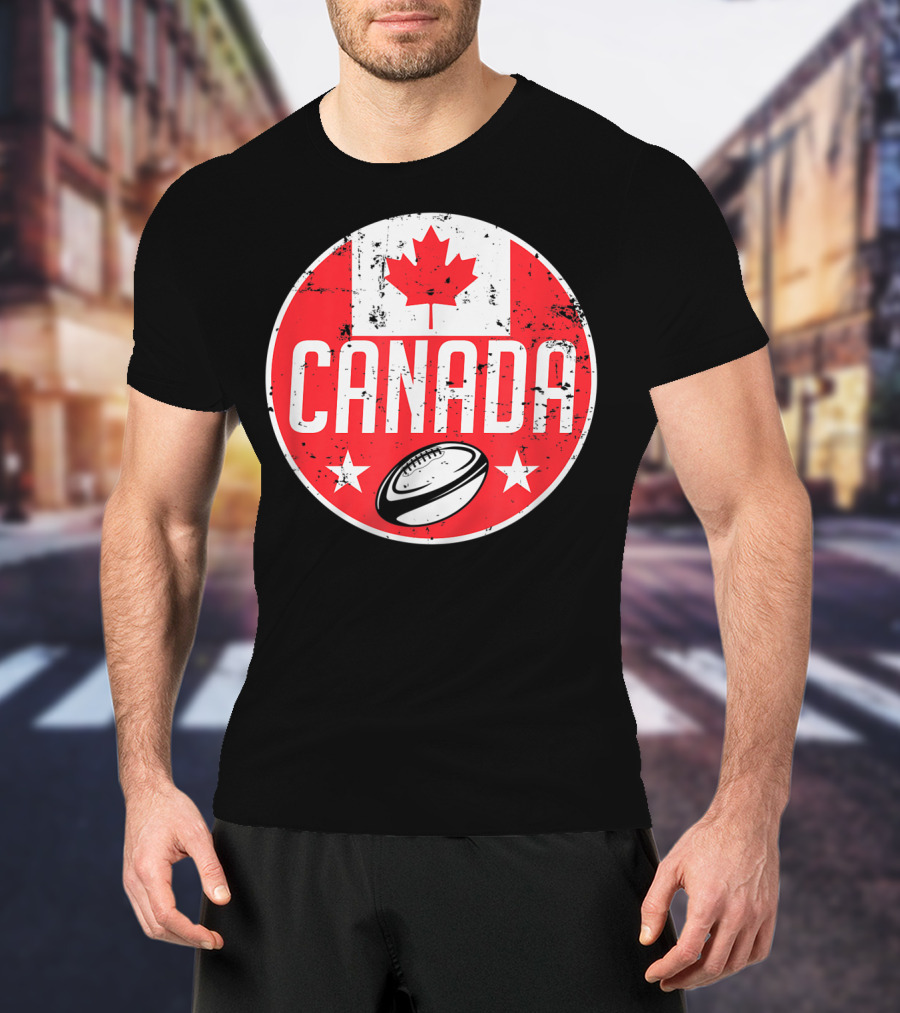 Canada Rugby Flag Supporter Jersey Canadian Maple Leaf Emblem T-Shirt